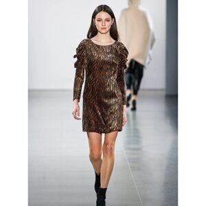 Elie Tahari Alex Bateau Neck Animal Print Dress | 8